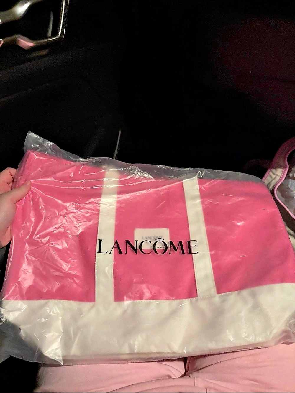 Lancรดme Lanconic Tote Bag Pink & White